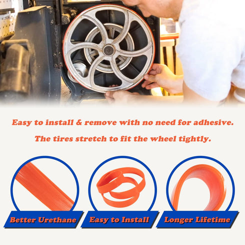 2 Pack Urethane Band Saw Tires for 14" Delta 905145 Craftsman Band Saw - No Adhesive Needed (14" x 1" x 1/8")