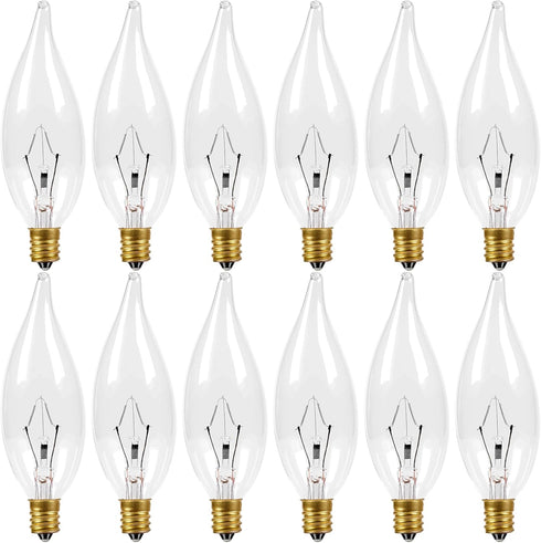 COLWATT 12-Pack Candelabra Light Bulbs 60W Warm White 2700K, 650 Lumen Candle