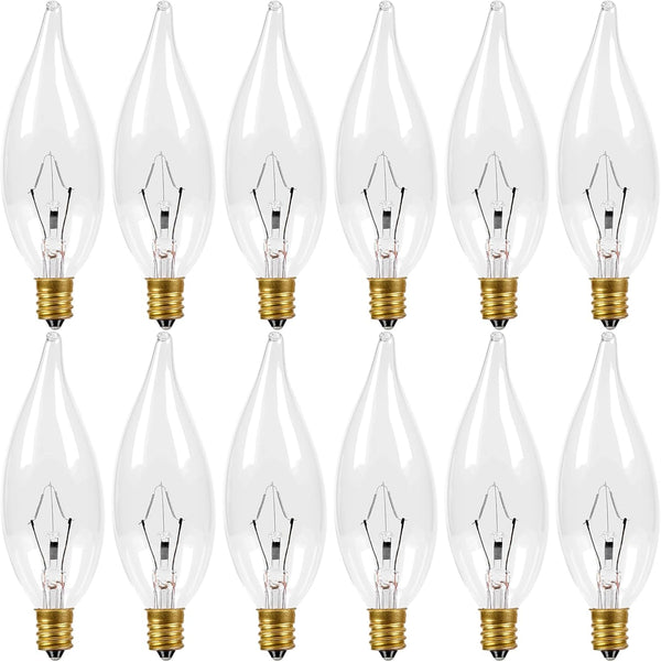 COLWATT 12-Pack Candelabra Light Bulbs 60W Warm White 2700K, 650 Lumen Candle