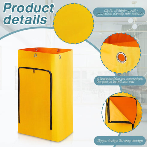 Cleaning Cart Bag, Zippered Front Replacement Janitorial Cart Bag, 24 Gallon Large Capacity Commercial Cleaning Bags