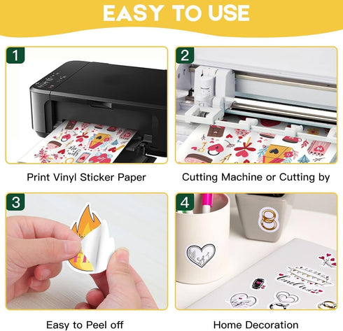 Printer-30 8.5" 11" Printable Vinyl Sticker Paper for Inkjet Sheets Glossy White x Waterproof Labels Paper, Dries
