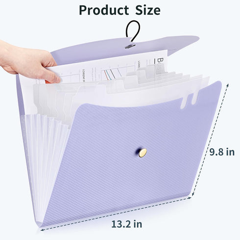 JARLINK 7 Pockets Expanding File Folder, A4 Size Accordion File Folders with 12 Labels, Cute Paper Organizer, Portable Document Organizer for Home College School Office Supplies, Macaron Purple by JARLINK