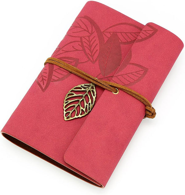 EvZ Vintage Dark Red PU Leather Cover, Loose Leaf Blank Notebook Journal Diary Gift