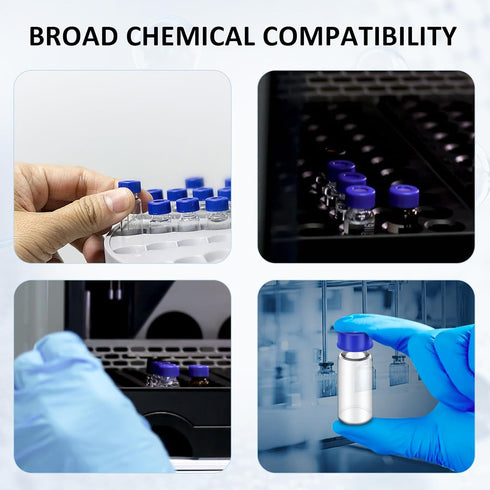 Blue Solid Polypropylene Cap, Red Silicone Septa with Ribbed Thread Screw Cap, Accessory for 1.5ml HPLC