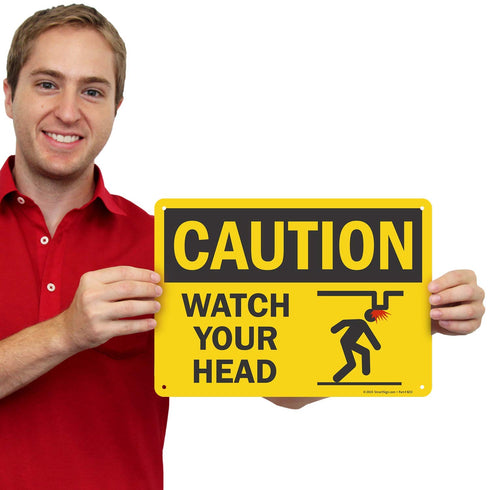 SmartSign "Caution - Watch Your Head" Sign | 10" x 14" Plastic