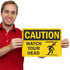 SmartSign "Caution - Watch Your Head" Sign | 10" x 14" Plastic