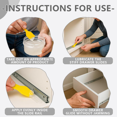 (7 oz) Wood Lubricant Drawer, Wood Wax for Furniture - Multi-Purpose Paste for Wood, Sliding Drawer & Door Hinge
