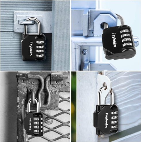 Combination Lock, 4 Digit Padlock for School Gym Locker, Toolbox, and Storage Cases (1 Pack, Black)
