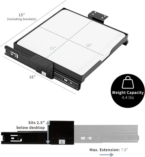 VIVO Under Desk Sliding 11 inch Pull-Out Whiteboard Drawer - Compact Note-Taking Workstation Organizer