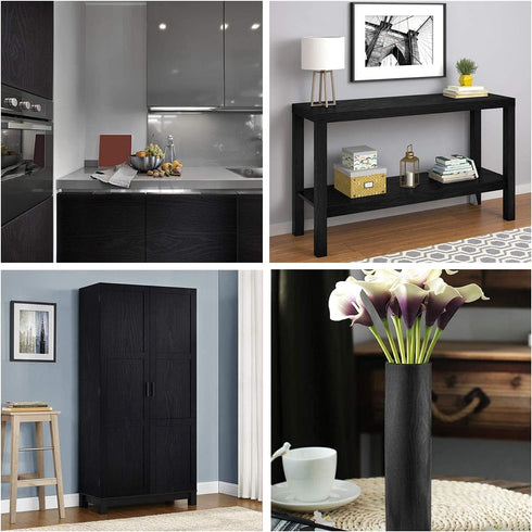 Black Wallpaper Wood Peel and Stick Wallpaper, Self Adhesive Film for Countertop Furniture, Kitchen Wall Waterproof