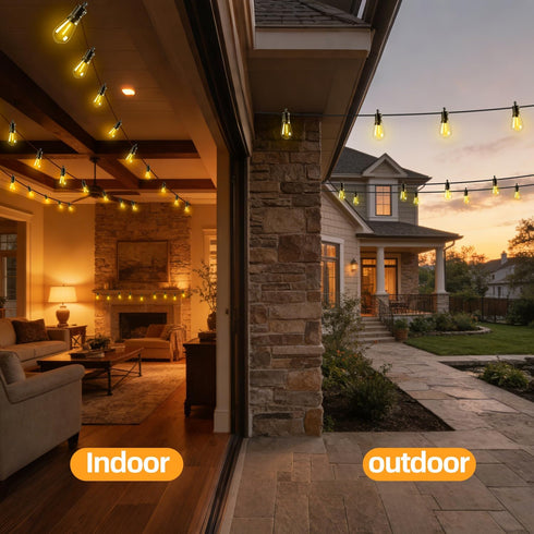 FUANXIEI S14 10M 33FT 3 Dimmable Bulbs Solar Lights Outdoor Patio Lights: Solar Powered Remote Control Light Modes