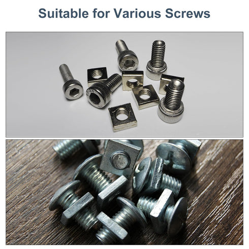 uxcell M6-1x3.2 Square Nuts, Carbon Steel Zinc Plated Fasteners for Home Repairs, Colorful 200pcs