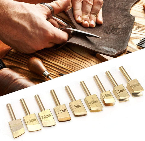 HEEPDD 9Pcs Leather Soldering Tips, Electric Soldering Iron Head Set, Brass Tips from 1mm to 9mm