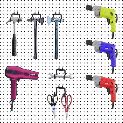 6PCS Pegboard Drill Holder | Pegboard Hooks and Accessories for Tool Storage and Display