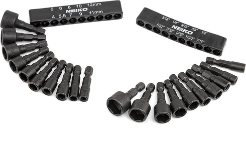 NEIKO 10068A 20 Piece Nut Driver Set for Impact Drill, 1/4 Hex Small Nut Driver Bits