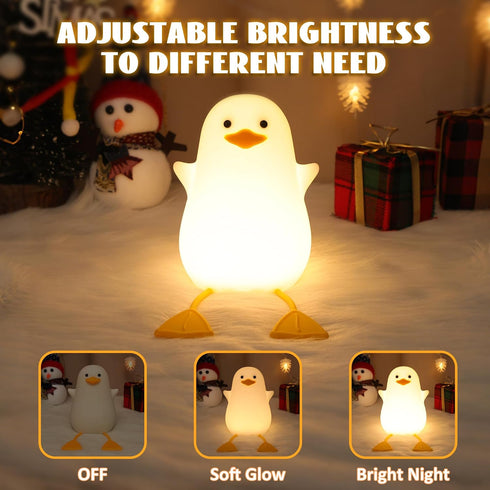Dimmer Duck Night Light, Silicone Duck Lamp, Cute Bedside Duck Goose Funny Nightlight with and Timer for Room Decor