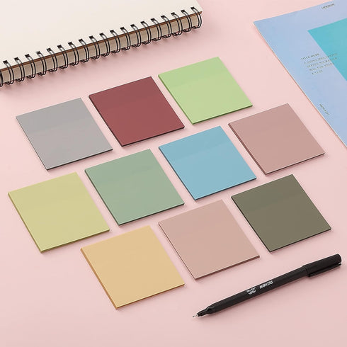 Mr. Pen Sticky Notes, 3”x3”, 12 Pads, Transparent Self-Stick Note Pads, Colorful Sticky Notes Bulk