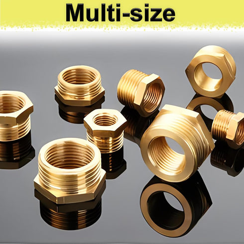 ZOUNI 2 Pcs Brass Reducer Hex Bushing, 1/2" NPT Male to 3/8" NPT Female Heavy Duty Pipe Fitting Adapter