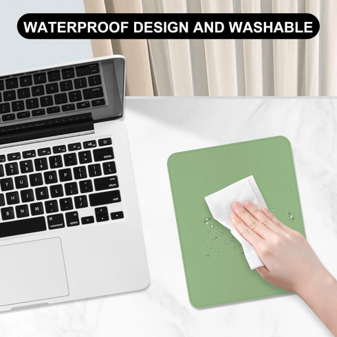 Hsxnam 9.8" 7.9", Leather Mouse Pad, Office Mouse Mat Non-Slip Rubber Base Stitched Edge Washable Waterproof