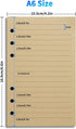 Tofun A6 A6 6-Ring 7mm 80 160 Lined Vintage Refillable Paper, Retro Binder Refills Paper for Binders Planner Traveller
