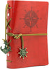 EvZ Leather Writing Journal Notebook, 7 Inches Vintage Nautical Spiral Blank Diary Notepad, Red.