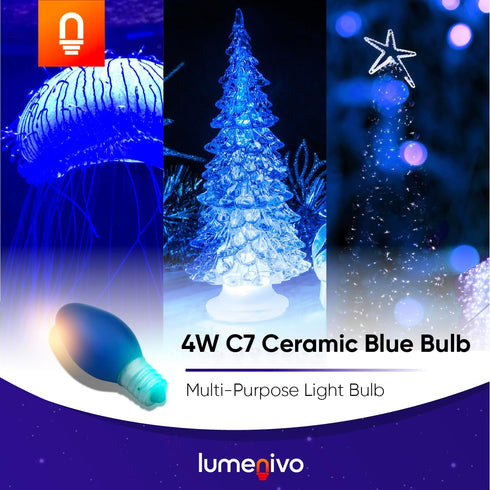 4W C7 Bulb 120V Bulb Bulbs E12 8 Pack lumenivo Replacement Ceramic Blue Incandescent Light for Holiday Decor, Small