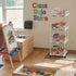 4 Tier Classroom Rolling Cart Storage Utility Cart with Handle Hook, Monster Value Cards and Adhesive Dots Movable