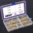 Swpeet 120Pcs Gold Brass Plated Metal Screw-in Square Bend Hooks Kit - 6 Sizes for Home Workplace Office