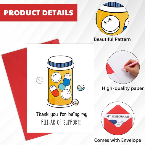 Chiisong 24 Sets Funny Nurse Thank You Cards Nurse Pun Appreciation Cards with Envelopes for Hospital Doctors