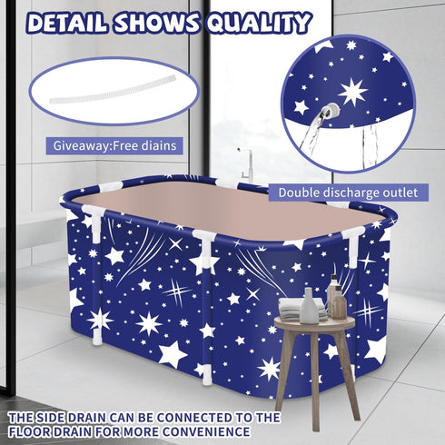 47.2x19.7x21.7inch Portable Foldable Bathtub,Foldable Soaking Bathtub for Adults, Freestanding Bathtubs, Hot Bath Tub