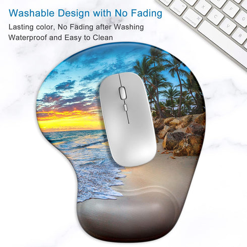 ITNRSIIET 9.5 8 inches, Ergonomic Mouse Pad with Gel Wrist Support Wrist Rest Smooth Surface Non-Slip PU Base