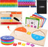 Set, K-3 PINKPEACH Wooden Fraction Tiles & Circles Math Manipulatives for Kids, Montessori Fraction Learning Kit