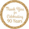 White and Gold 90th Birthday Thank You Stickers, 1.75 in - 40 Labels, 90th Birthday Decorations