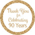 White and Gold 90th Birthday Thank You Stickers, 1.75 in - 40 Labels, 90th Birthday Decorations