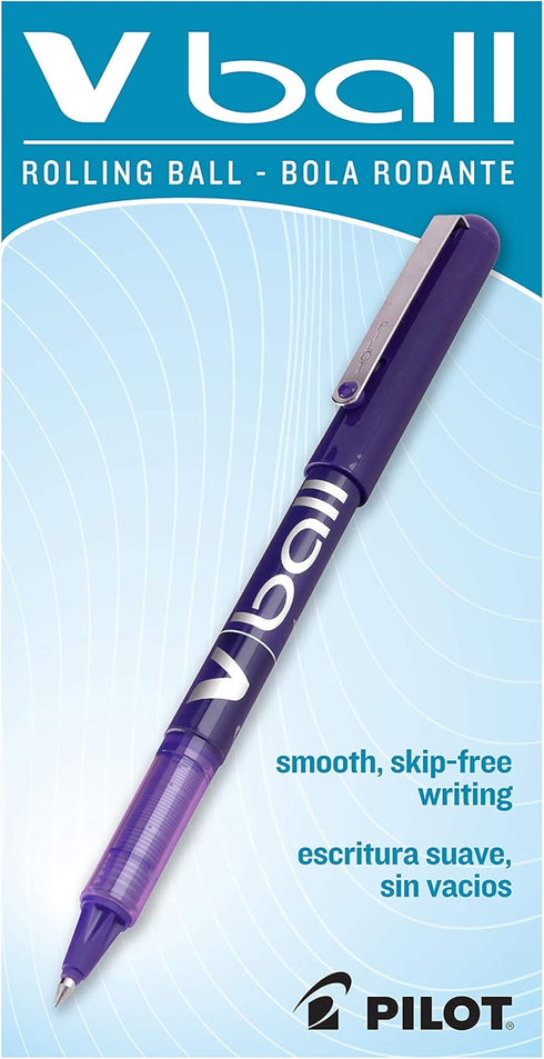 Pilot VBall Liquid Ink Rolling Ball Stick Pens, Extra Fine Point, Purple Ink, 12-Pack (35210)