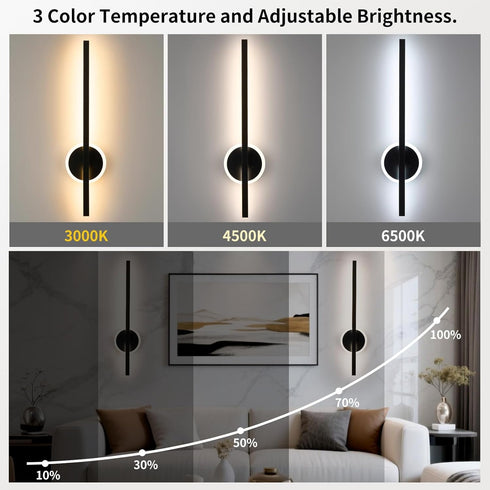 Dimmable 350Rotate, 24 Inch 1 Pack) Battery Operated Wall Sconce, Rechargeable Wall Lights with Remote Control, LED