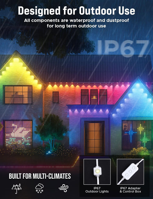 50 EcoNour FT RGB LED Permanent Outdoor Lights | Smart Waterproof LED Eaves Lights with App & Remote Control | Music