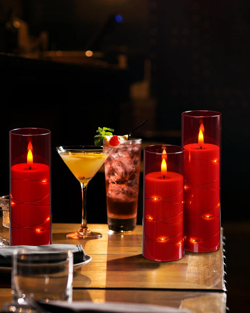 5 11-Key 24-Hour Da by Flameless Candle Light, Battery Candle with recessed String Light, flameless Candles with Remote