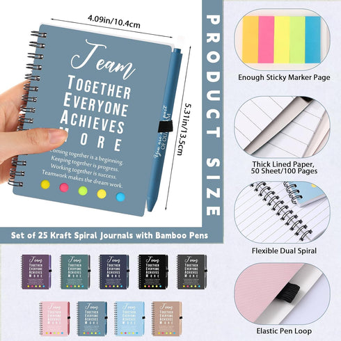 Jetec 25 Sets Team Employee Appreciation Gifts Bulk Inspirational Spiral Notebooks with Ballpoint Pens for Boss Coworker