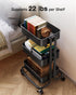 Pipishell 3 Tier Metal Rolling Utility Cart, Heavy-Duty Storage with 2 Lockable Wheels, Black