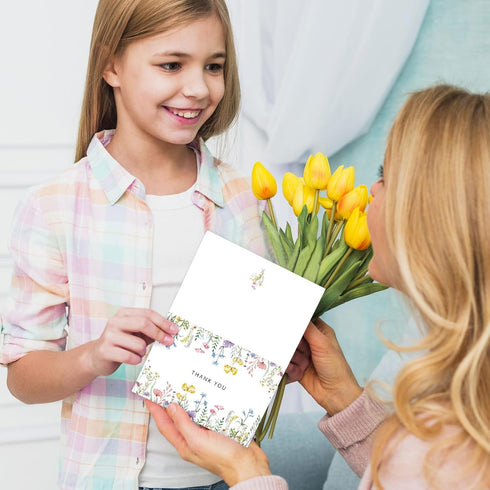 Abilat 24 Pack 4x6 Inch Floral Thank You Cards with Envelopes & Matching Stickers Blank Wildflower Thank You Notes