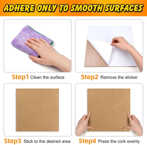TUPARKA 4 Pack Cork Board 12"x12" with 100 Push Pins, Self-Adhesive Bulletin Boards for Home School Office