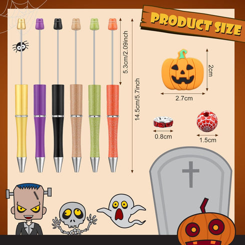 Ctosree 36 Sets Beadable Pens Bulk Terror Ballpoint Pens for Kids Terror Theme Party Supplies