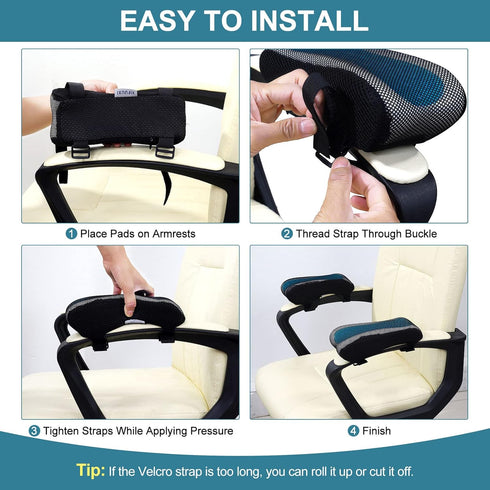 Office Chair Armrest Pads - Widen & Thicken Ergonomic Computer Chair Arm Pads with Cooling Gel and Memory Foam for