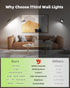 Set 2: 360 Battery Operated Wall Sconces of Wireless Rechargeable Wall Light with Remote&Button, Rotate Magnetic Scone