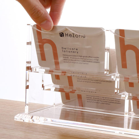 Clear Acrylic Business Card Holder Display for Desk - 3 Tier 6 Slot Stand, Holds 300 Cards - 1 Pack