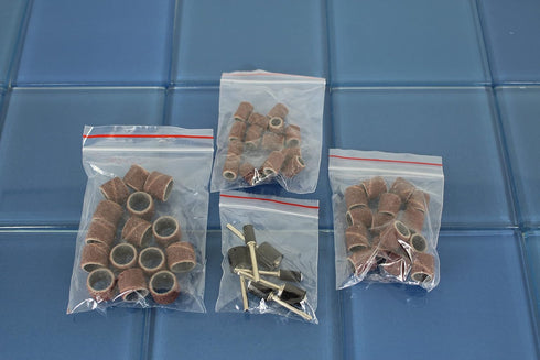 TMAX 51 pc Mixed Size Sand Drum, 1/4 Inch, 3/8 Inch, 1/2 Inch, 60 Grit Coarse with 1/8 Inch Mandrels for Dremel