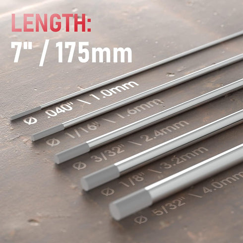 YESWELDER TIG Welding Tungsten Electrode 2% Ceriated .040" x 7" (Gray, WC20/EWCe-2) 10-pk