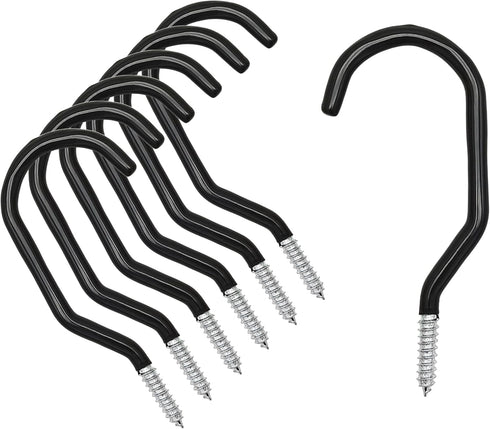 6PCS Black Heavy Duty Bike Storage Hooks, Wall Mounted Hooks for Bicycle, Large Screw Hooks