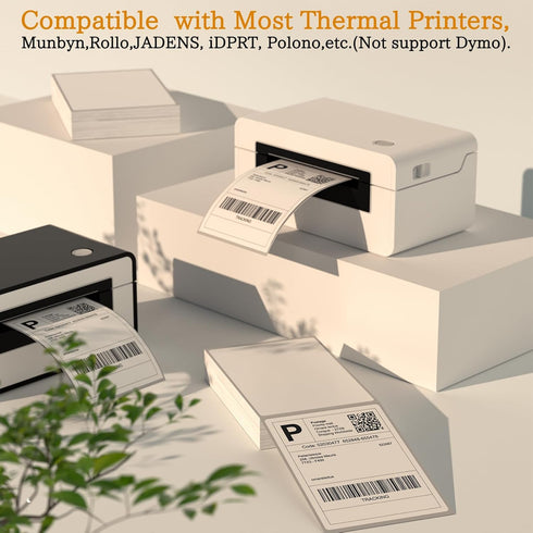 SJPACK 4" 6" 200 Commercial x Thermal Labels, Fanfold Labels, Direct Thermal Shipping Label Compatible with Nelko